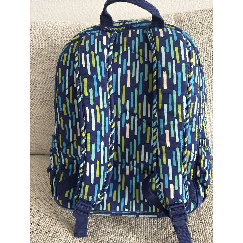 Vera Bradley Large Blue Campus Backpack Laptop Bag Katalina Showers 17”H x 12”w - Picture 4 of 10